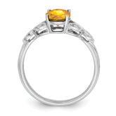 14k White Gold Oval Citrine and Diamond Ring